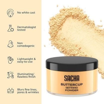 Sacha Cosmetics Buttercup Setting Powder Makeup for medium to deep skin tone