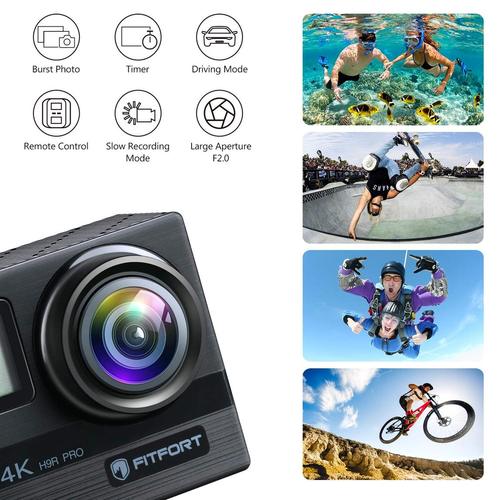 fitfort action camera 4k wifi ultra hd waterproof sport camera 2 inch lcd screen