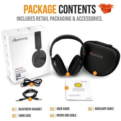 alpatronix hx101 bluetooth 4.1 stereo headset with built-in microphone, high definition sound aptx and cvc 6.0 noise cancellation includes hard case