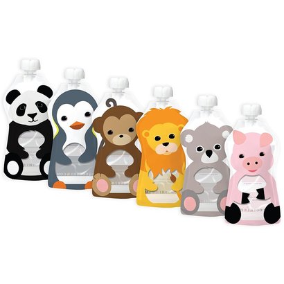 6 large animal pouches reusable food pouch from squooshi