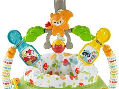 fisher-price woodland friends spacesaver folding jumperoo with music, sounds, lights and toys