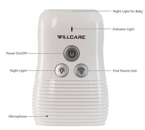 willcare baby monitor with two-way audio, night light and noise-reducing mode