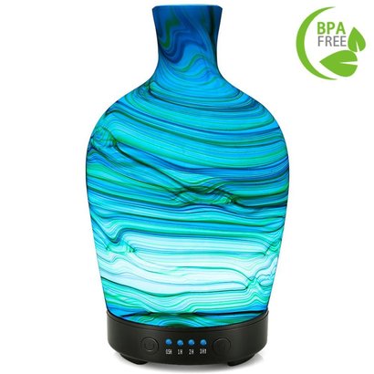 coosa 100ml glass aromatherapy essential oil diffuser with 4 time setting, 7 led mood lights and auto shut-off function, 4 hours working time