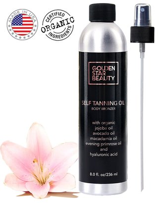 golden star beauty self tanning oil body bronzer with organic oils and hyaluronic acid for all skin tones