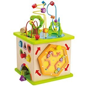 hape country critters activity play cube constructed of quality wood for ages 12 months to 6 years