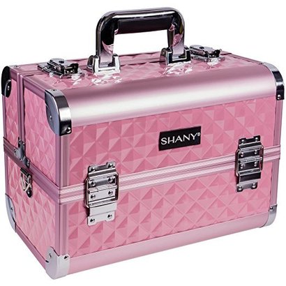 shany fantasy collection makeup artists cosmetics train case includes two built-in locks, two keys and shoulder strap