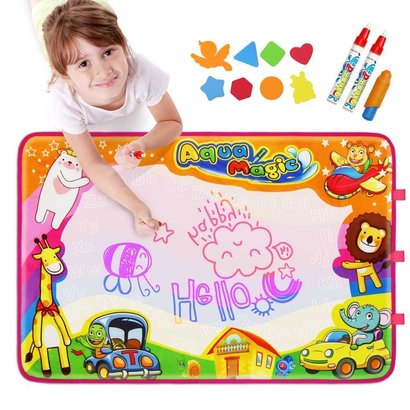 betheaces large size aqua magic drawing mat includes magic brush, two magic pens and eight drawing mold for age 2+