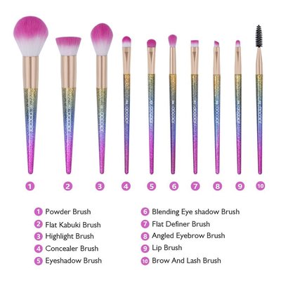 docolor dream in color fantasy makeup brushes set with eco-friendly handles includes 10 brushes with beautiful box