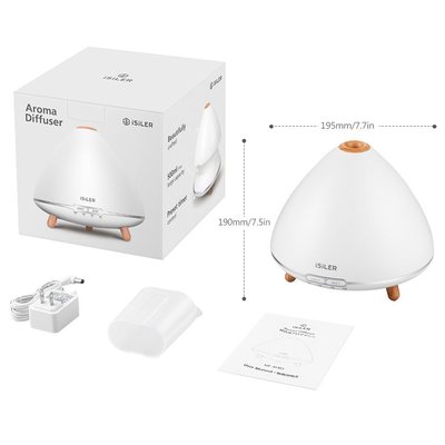 isiler 500ml aromatherapy essential oil diffuser with preset timer control