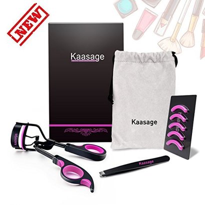 kassage professional beauty eyelash curler with advanced refill silicone pads and free eyebrow tweezers