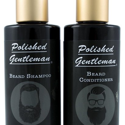 polished gentleman beard shampoo and conditioner with natural organic ingredients for growth, for stronger, soften, fuller and tangle free beard