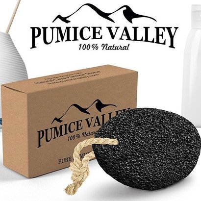 pumice valley 100% natural pure earth lava pumice stone pedicure tool black volcanic rock callus remover with jute rope