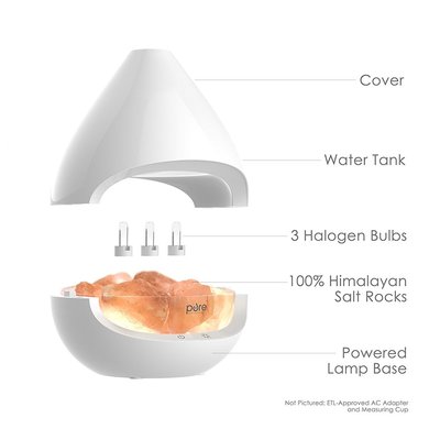 pure enrichment pureglow crystal himalayan salt rock lamp and ultrasonic oil diffuser with 5 glow light settings, 2 in 1 salt lamp an oil diffuser