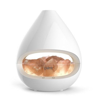 pure enrichment pureglow crystal himalayan salt rock lamp and ultrasonic oil diffuser with 5 glow light settings