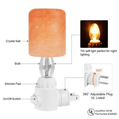 syntus natural himalayan crystal salt lamp air purification with 360 degrees adjustable ul listed plug