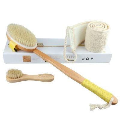 tailaimei bamboo body brush exclusive 3-piece bathroom set with 100% natural bristle boar hair