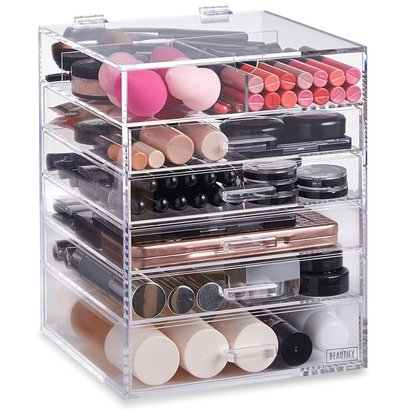 beautify ultimate home and professional cosmetic organizer large 6 tier clear acrylic makeup organizer
