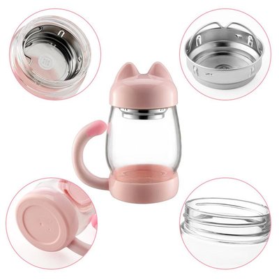bzy 14 oz cute cat tea mug with lid and strainer, safe and non toxic, great gift for tea lovers