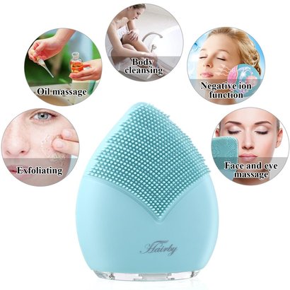 hairby negative ions silicone facial cleansing brush ip x5 waterproof with 15 adjustable massage vibration