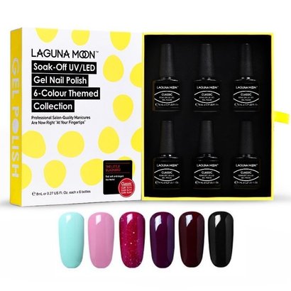 lagunamoon soak-off uv/led gel nail polish 6 color