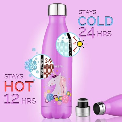 onebttl aqua unicornpower stainless steel double walled vacuum insulated 17oz water bottle for kids unique gift for unicorns lovers