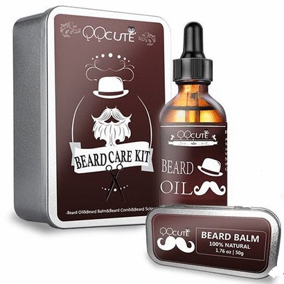 qqcute beard grooming and trimming kit includes beard oil and balm, stainless steel scissors and heavy duty wooden comb in unique gift box