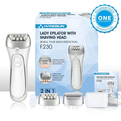 hangsun f230 2 in 1 rechargeable epilator for women hair removal with shaving head and two speed operation