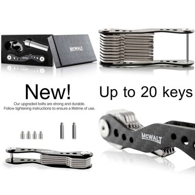 mcwalt key holder organizer made of premium carbon fiber can hold 20 keys - great gift for men in stylish gift box