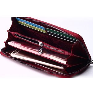 pijushi floral genuine leather long clutches card holder wallet with removable 8 inch leather strap