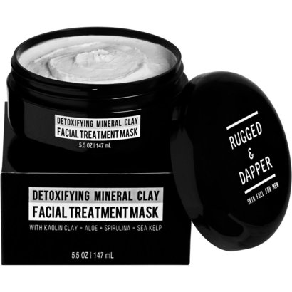 rugged & dapper detoxifying mineral clay treatment mask for men with kaolin clay, aloe, spirulina and sea kelp 5.5 oz