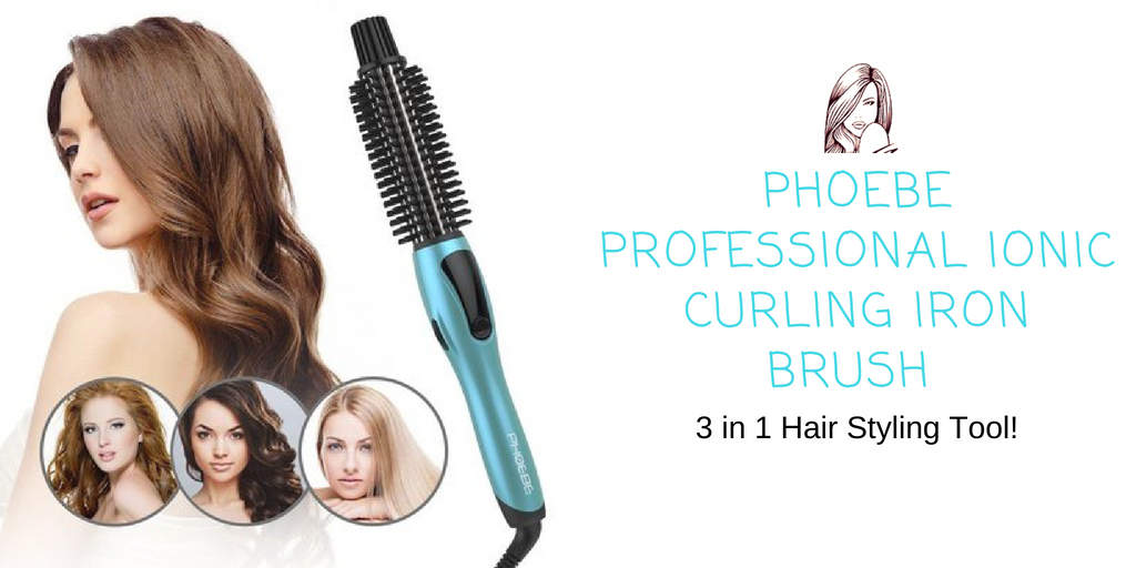 PHOEBE Professional Ionic Curling Iron Brush 3 in 1 Hair Styling Tool