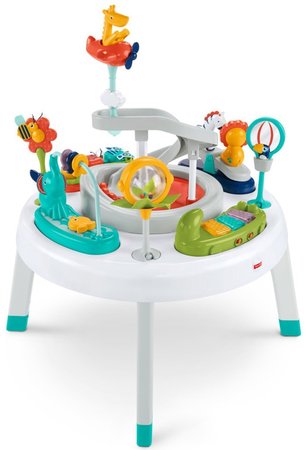 fisher-price 2-in-1 sit-to-stand activity center grows with baby from sitting to standing, seat rotate 360 degrees, baby and toddler activity table