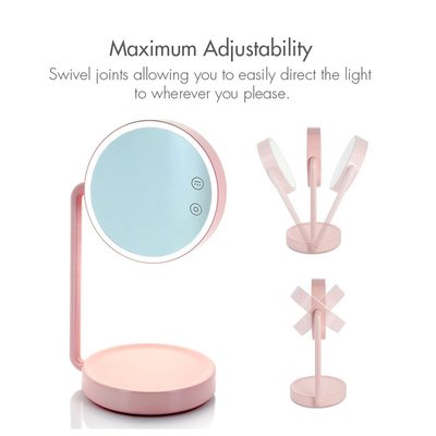 tenergy cordless, portable, dimmable, led lighted vanity mirror and desk lamp with a built-in rechargeable battery