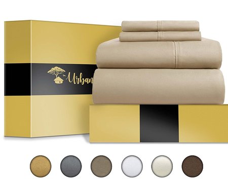 urban hut 100% egyptian cotton sheets set of 4 piece premium bedding set in luxury box ready for a gift