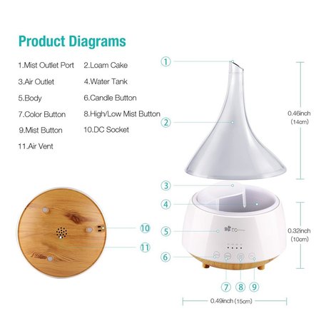 ec technology 300ml essential oil diffuser with 7 mood lights and two mist choice