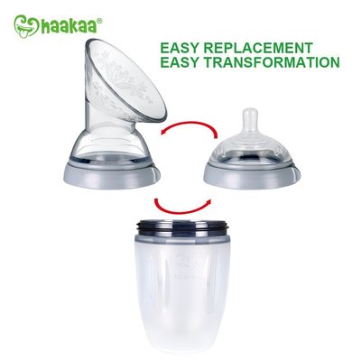 haakaa bpa free 100% food-grade silicone manual breast pump and bottle set 250ml