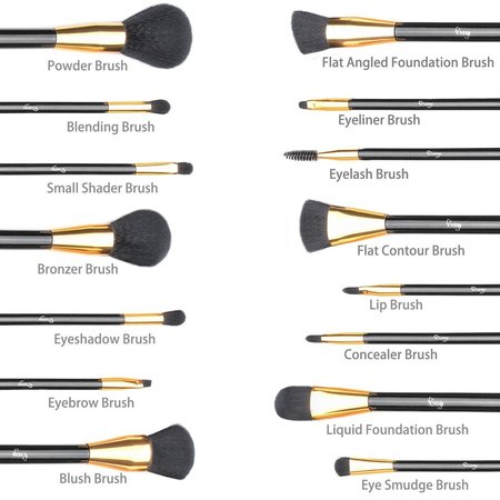 qivange 15 piece vegan brushes with super soft bristles and high quality wooden handles comes with pu leather cosmetic bag