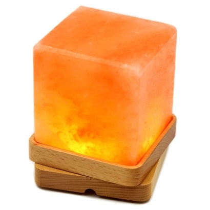 bamber natural himalayan salt lamp with 360 degree rotatable solid wood base and eye-protection led light