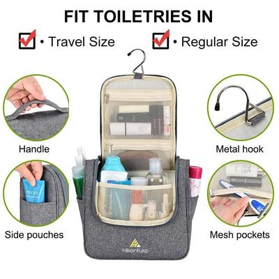 hikenture hanging travel toiletries bag with zippered pockets and pouches - multipurpose waterproof cosmetics toiletry organizer bag