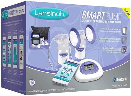 lansinoh smartpump double electric breast pump with bluetooth technology contains one double electric pump and accessories