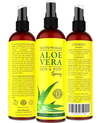 seven minerals aloe vera skin and body spray - soothing and natural healing spray moisturize and hydrate skin 12 fl oz