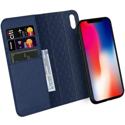 zover iphone x detachable 100% genuine leather wallet case with 3 slots, magnetic closure and bumper design absorption shock