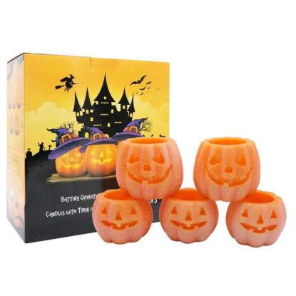 DRomance Halloween Pumpkin Flameless Candles with Timer