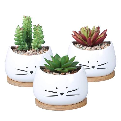 KoolKatKoo Ceramic Cute Cat Succulent Planter