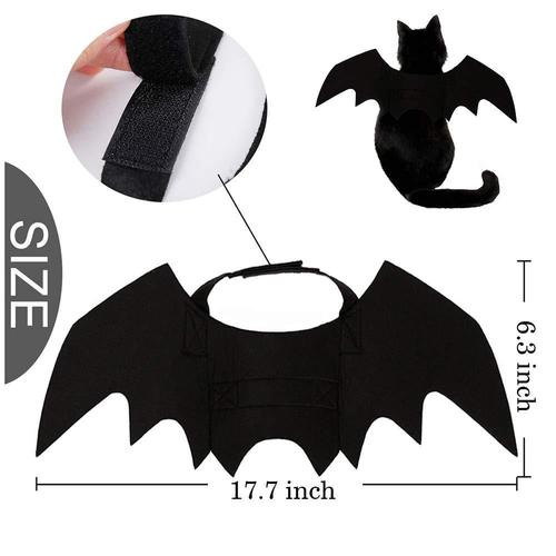 malier bat wings with pumpkin bells halloween costume for cats with velcro adjustable design suitable for cats or dogs