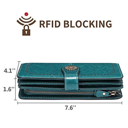sendefn 24 card slots leather woman wallet with rfid blocking technology