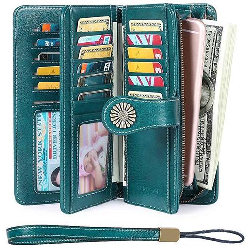 sendefn leather woman wallet with rfid blocking technology