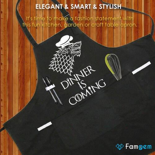 Famgem Aprons with Printing Dinner is Coming in Funny Gift Bag