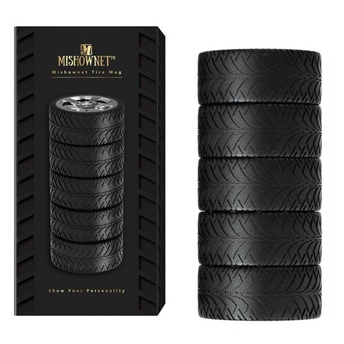 MISHOWNET 320 ml Tire ABS, Silicone, Stainless Steel Mug the Unique Car Lovers Gift Idea