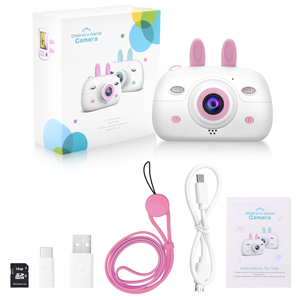 WELUV 2.4 inches Shockproof and Easy to Use Rabbit Kids Digital Camera Makes Best Gift for 3-12 years Old Children
